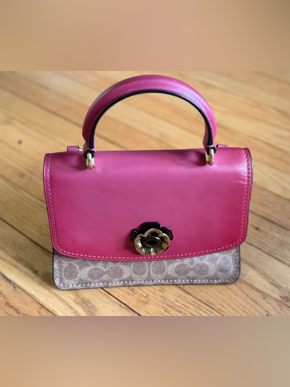 Coach 79274 Parker Top Handle Sig Tan Dusty Pink - Picture 9 of 9
